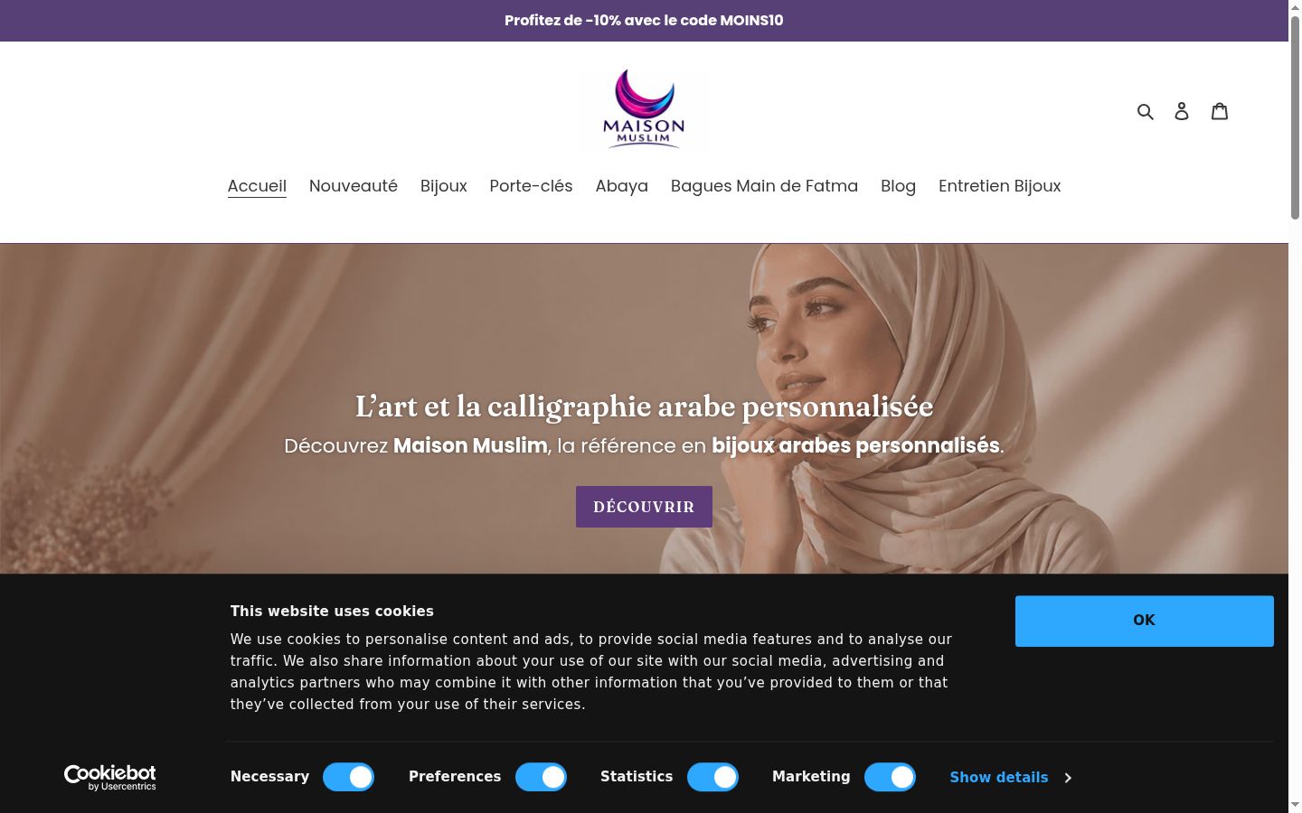 Captura de ecrã do banner de consentimento apresentado antes de qualquer interação