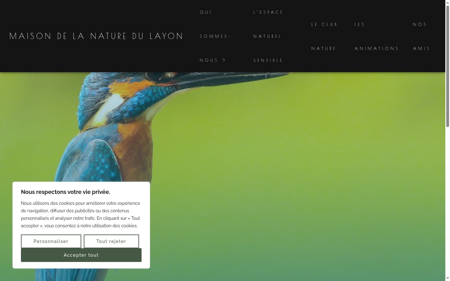 Capture d'écran de la bannière de consentement affichée avant toute interaction