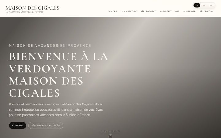 Screenshot of maisondescigales.com