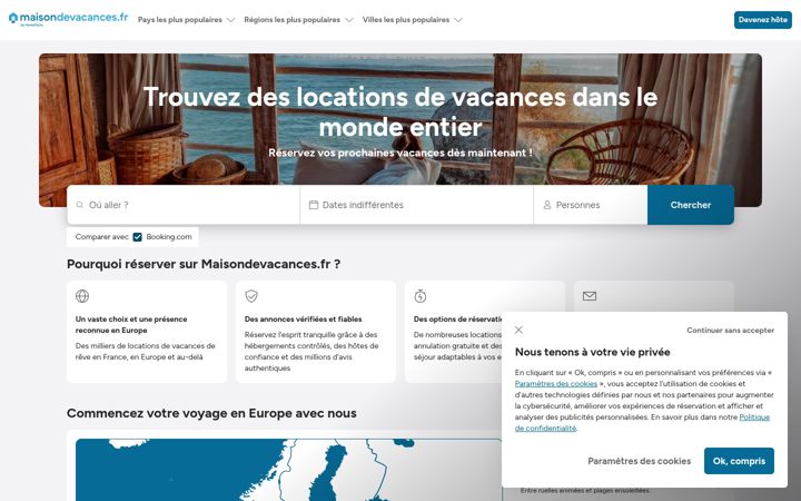 Captură de ecran a maisondevacances.fr