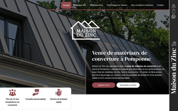 Screenshot of maisonduzincnegoce.fr