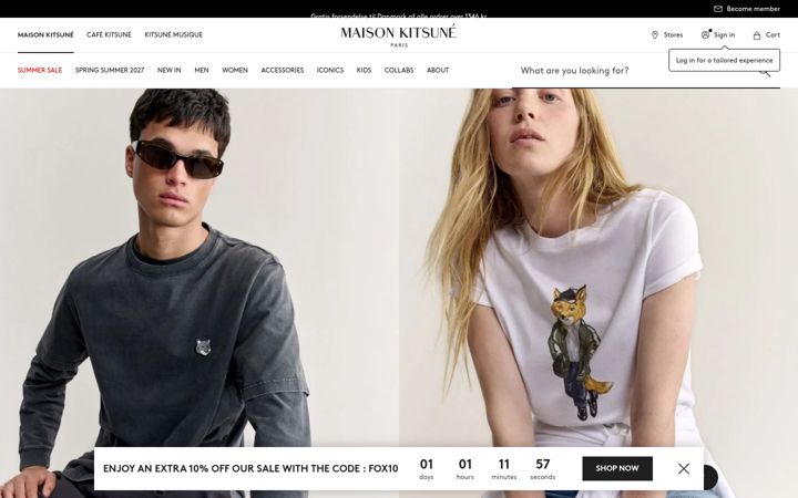 Screenshot of maisonkitsune.com