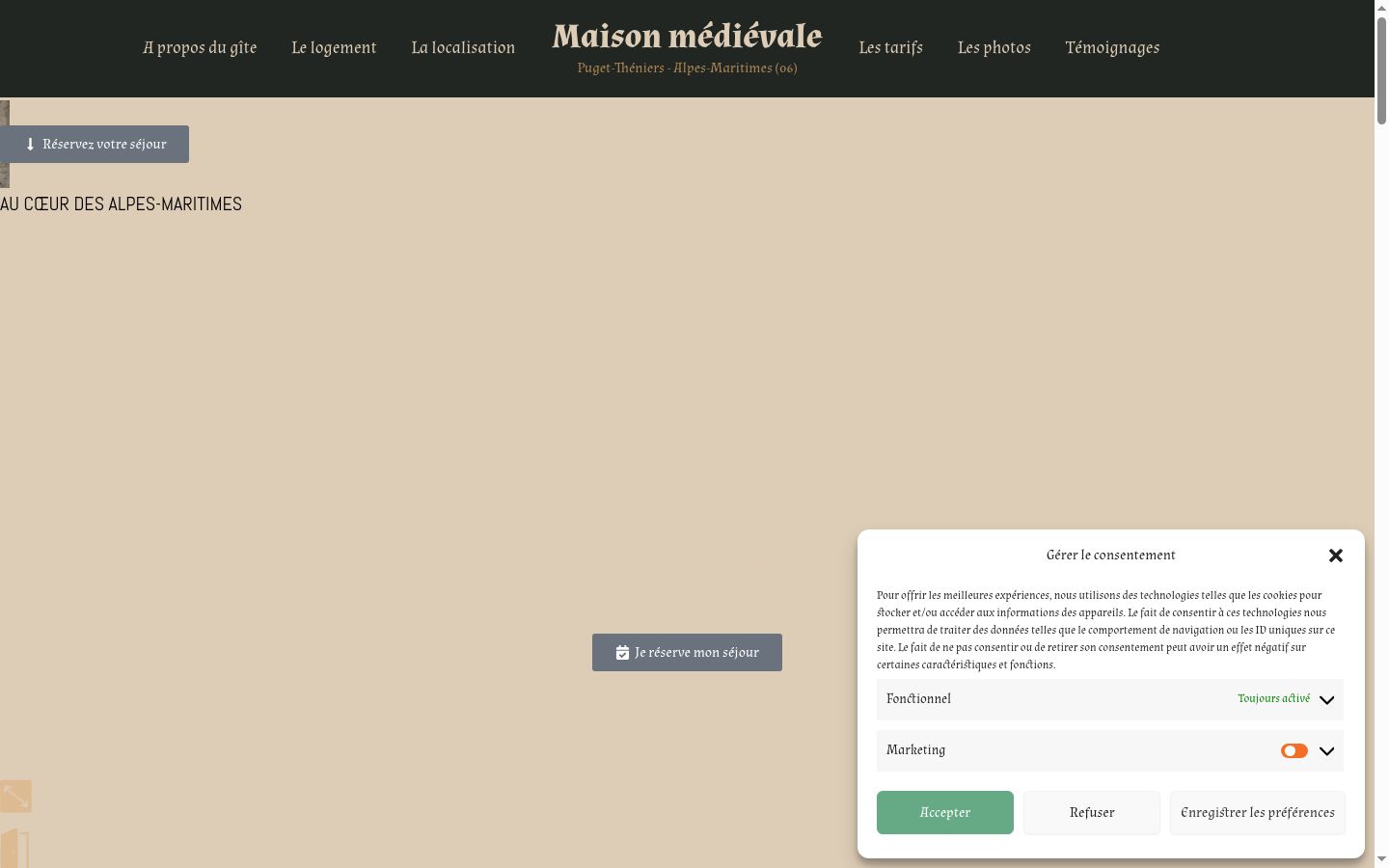 Screenshot del banner di consenso mostrato prima di qualsiasi interazione