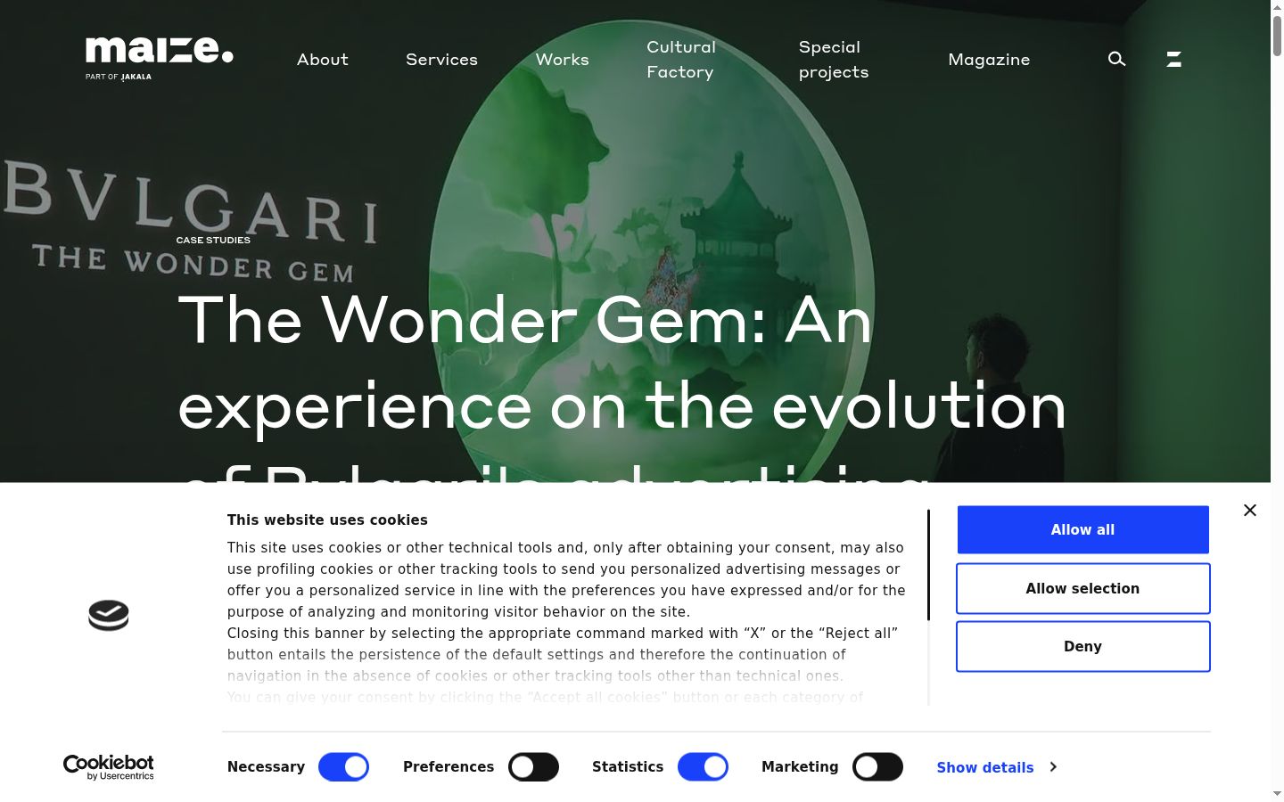 Screenshot del banner di consenso mostrato prima di qualsiasi interazione