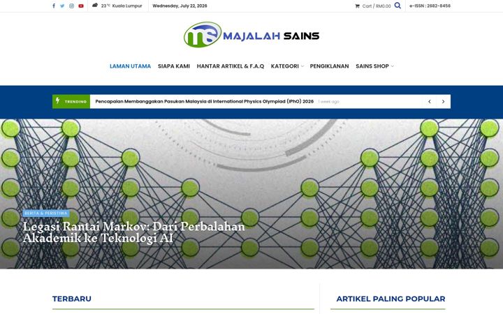 Екранна снимка на majalahsains.com