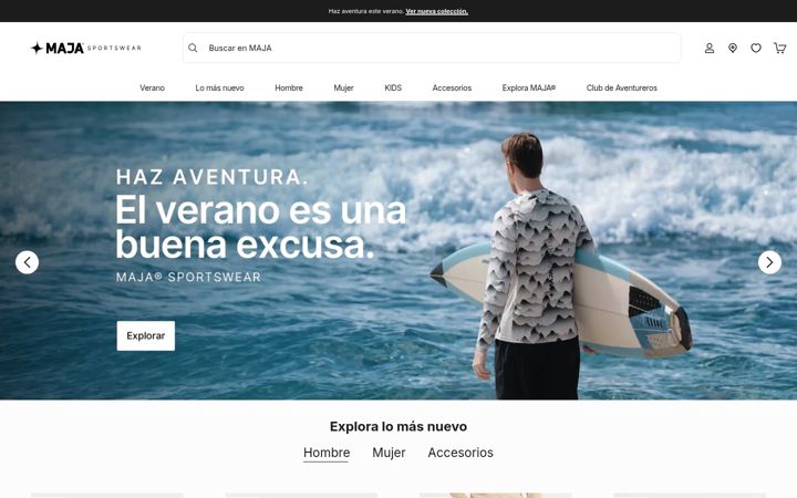 Screenshot of majasportswear.com
