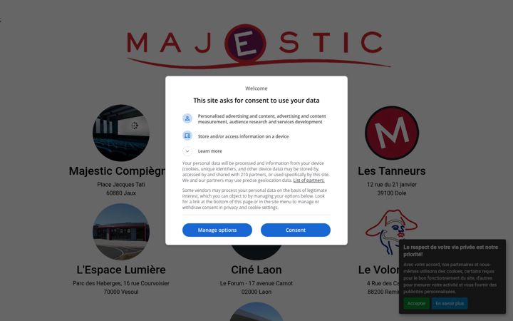 Screenshot of majestic-cinemas.com