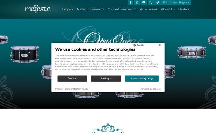 Screenshot of majestic-percussion.com