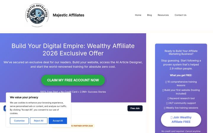 Screenshot of majesticaffiliates.com