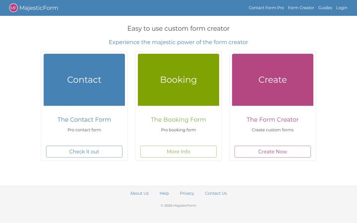 Screenshot of majesticform.com