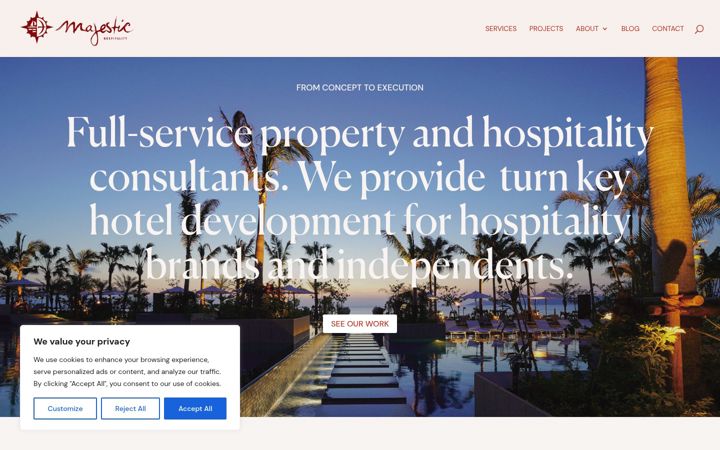Screenshot of majestichospitality.com