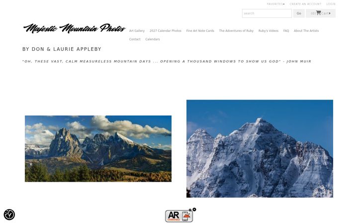 Screenshot of majesticmountainphotos.com