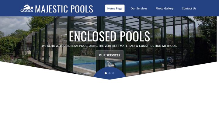 Screenshot of majesticpools.co.uk