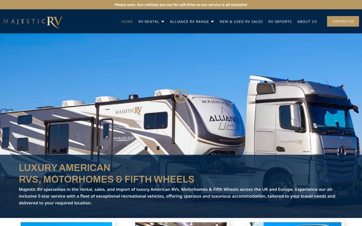 Screenshot of majesticrv.co.uk