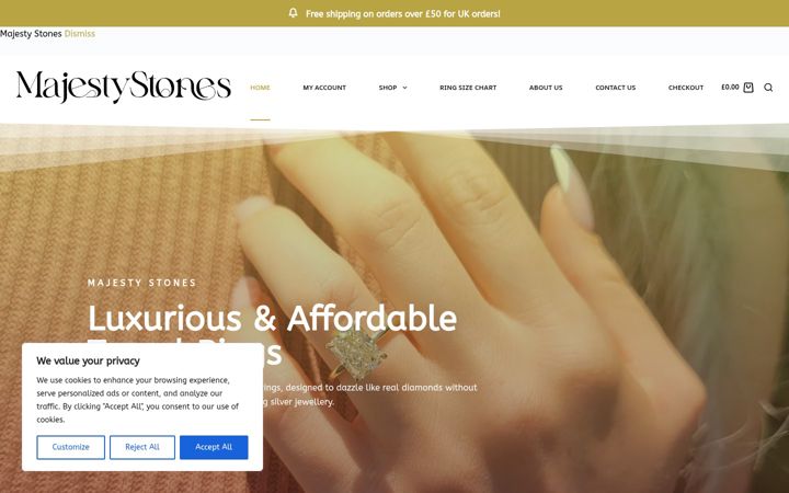 Screenshot of majestystones.com