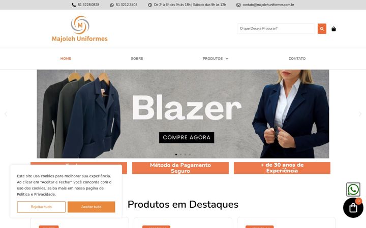 Screenshot of majolehuniformes.com.br