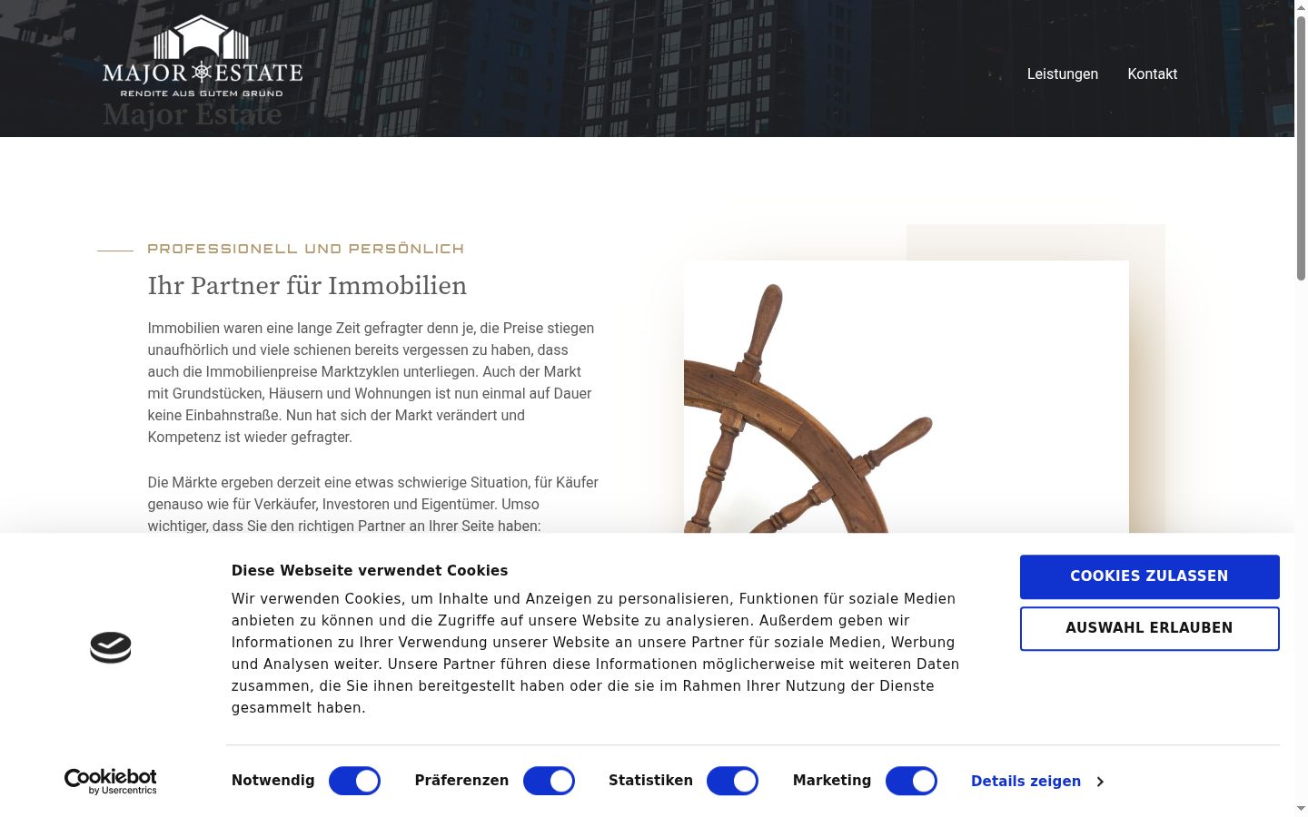 Screenshot del banner di consenso mostrato prima di qualsiasi interazione