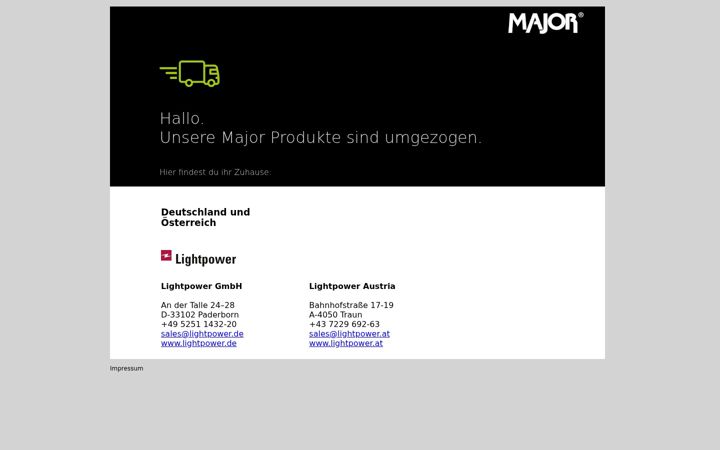Screenshot of major-lighting.com