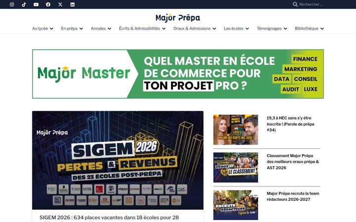 Screenshot of major-prepa.com