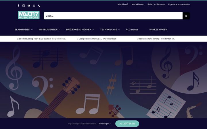 Screenshot of major7musicstore.nl