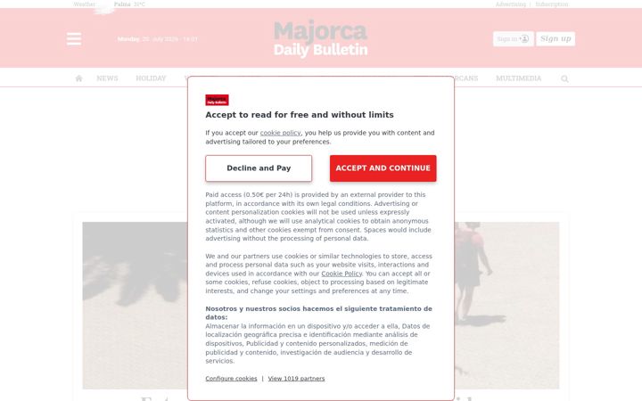 Screenshot of majorcadailybulletin.com