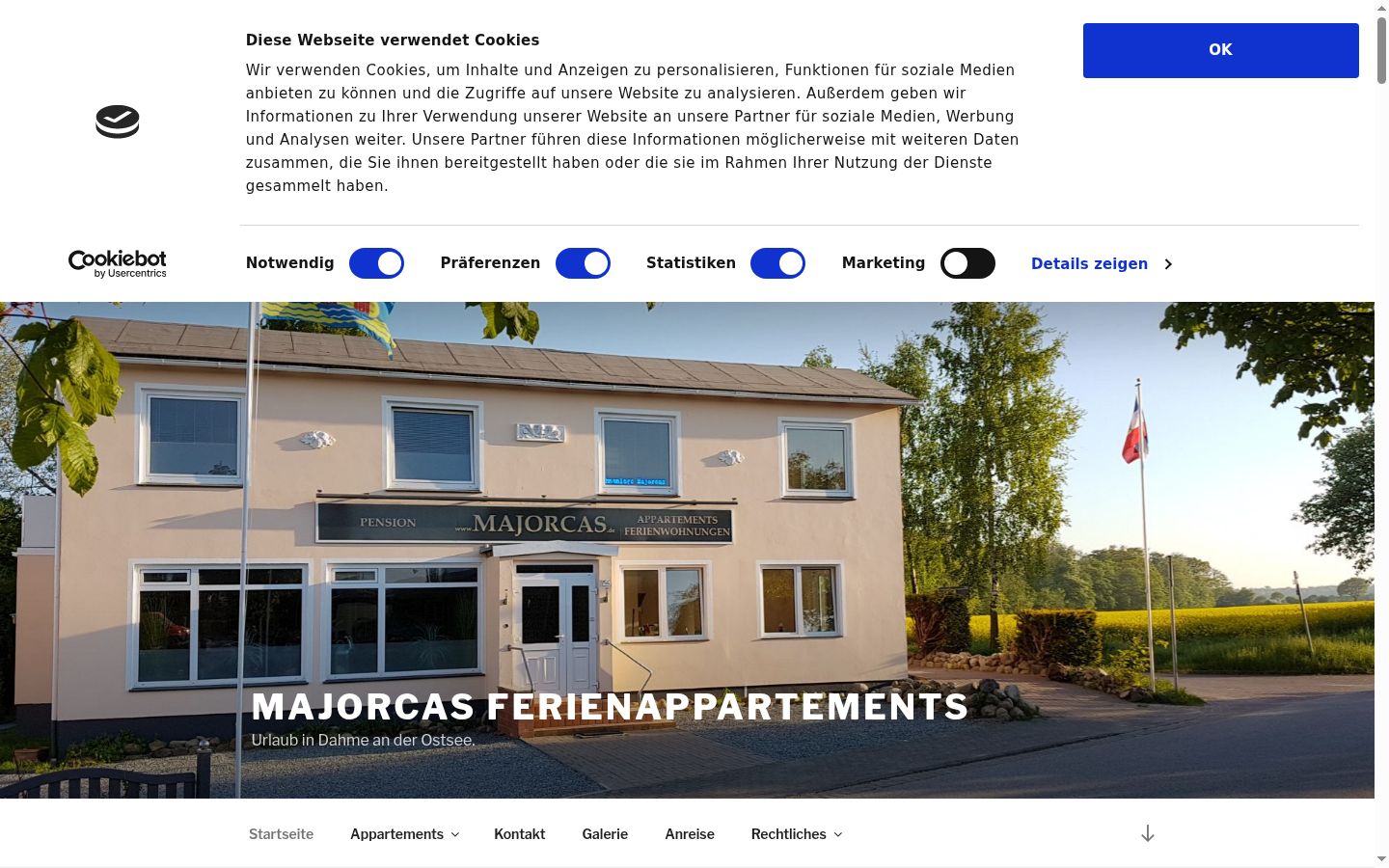 Screenshot του banner συγκατάθεσης που εμφανίστηκε πριν από οποιαδήποτε αλληλεπίδραση
