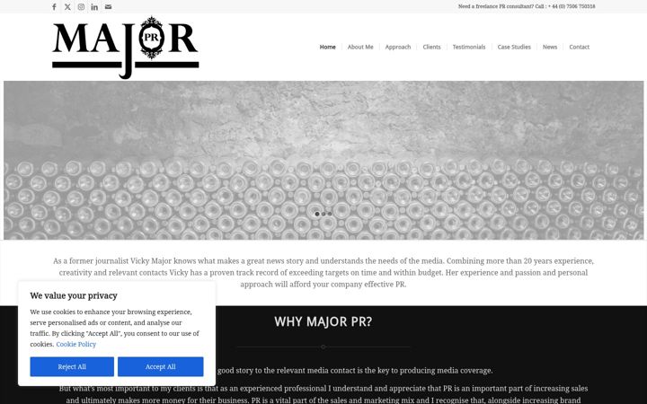 Screenshot of majorpr.co.uk
