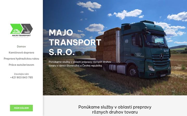Screenshot of majotransport.sk