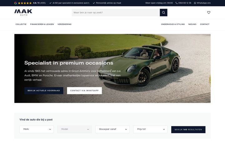 Skärmbild av mak-auto.nl