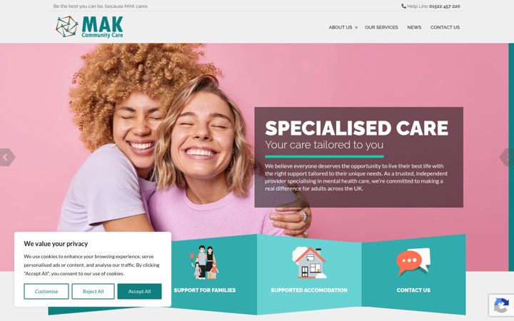 Screenshot of makcares.co.uk