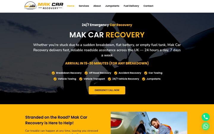 Screenshot of makcarrecovery.co.uk