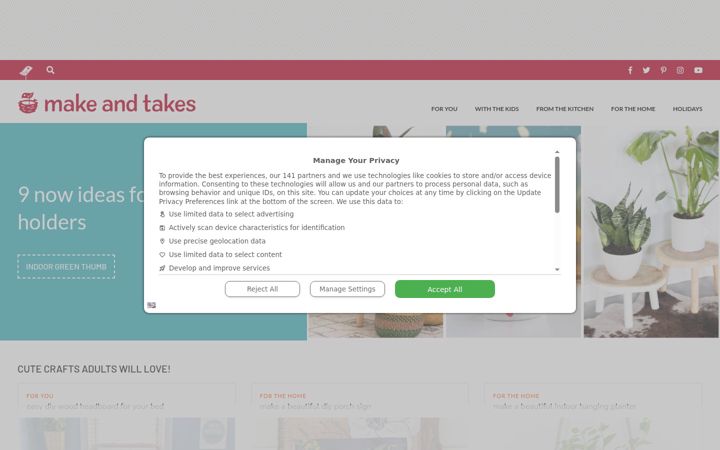 Screenshot of makeandtakes.com