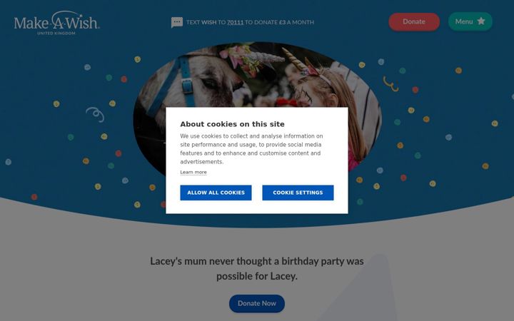 Screenshot of makeawish.org.uk