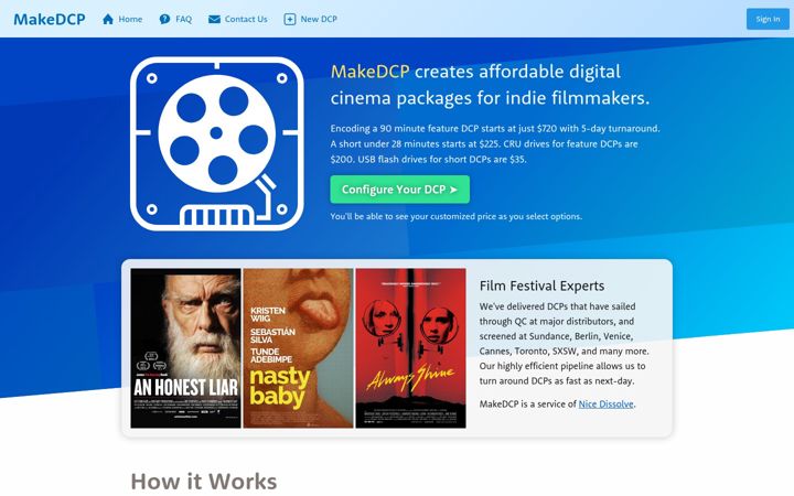 Screenshot of makedcp.com