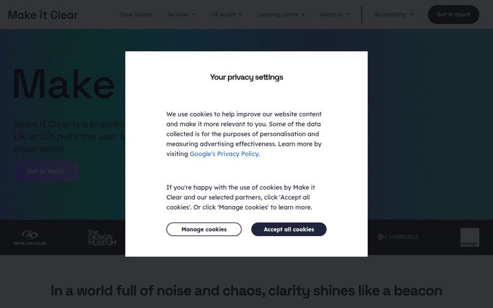 Screenshot of makeitclear.com