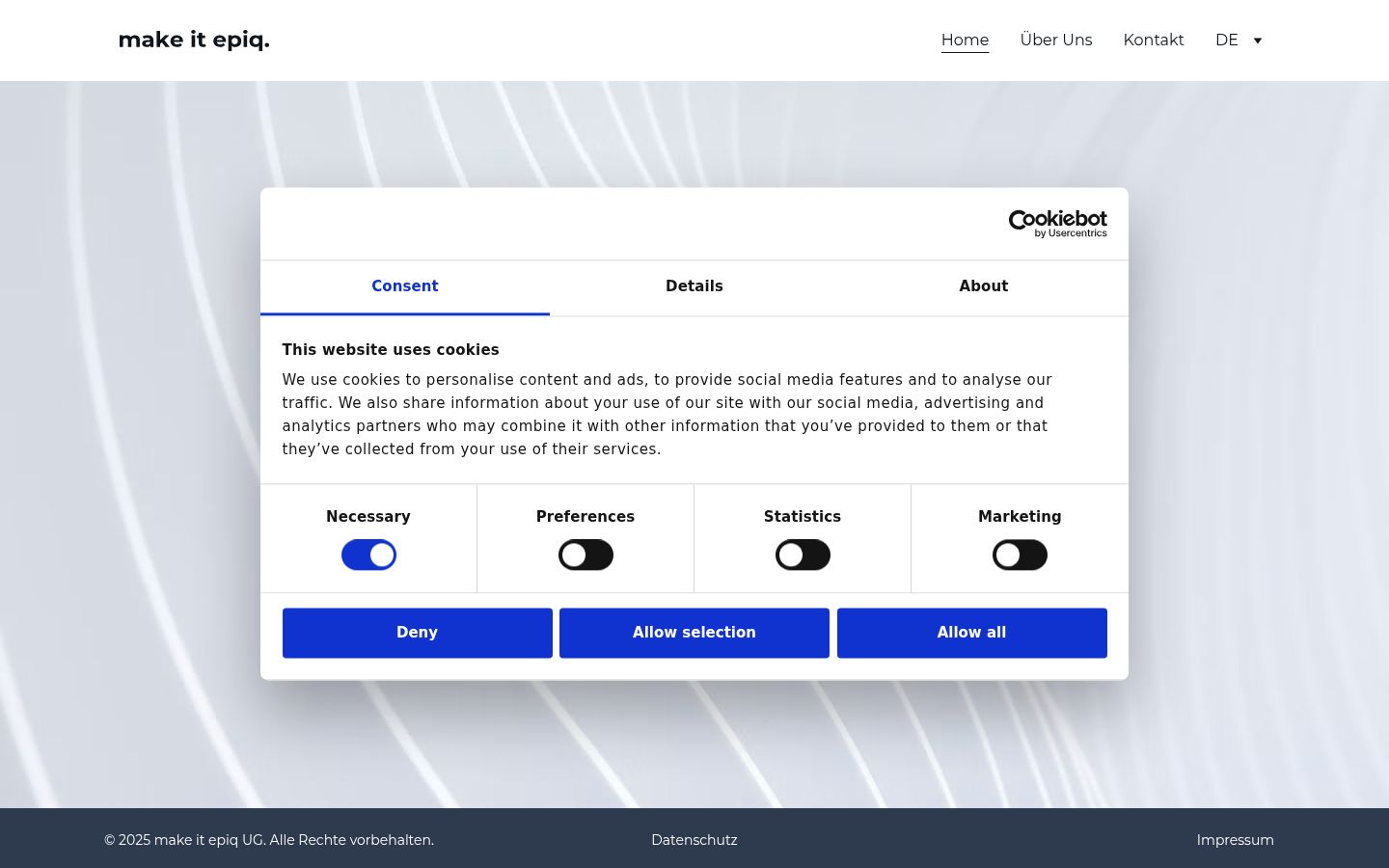 Screenshot of the consent banner shown before any interaction