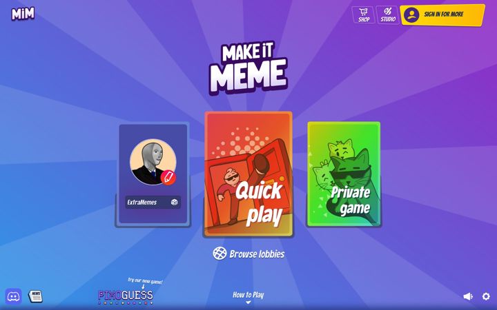 Screenshot of makeitmeme.com