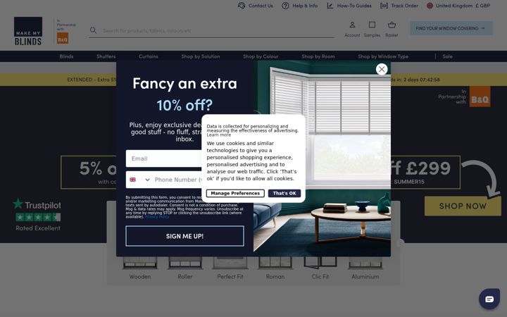 Screenshot of makemyblinds.co.uk