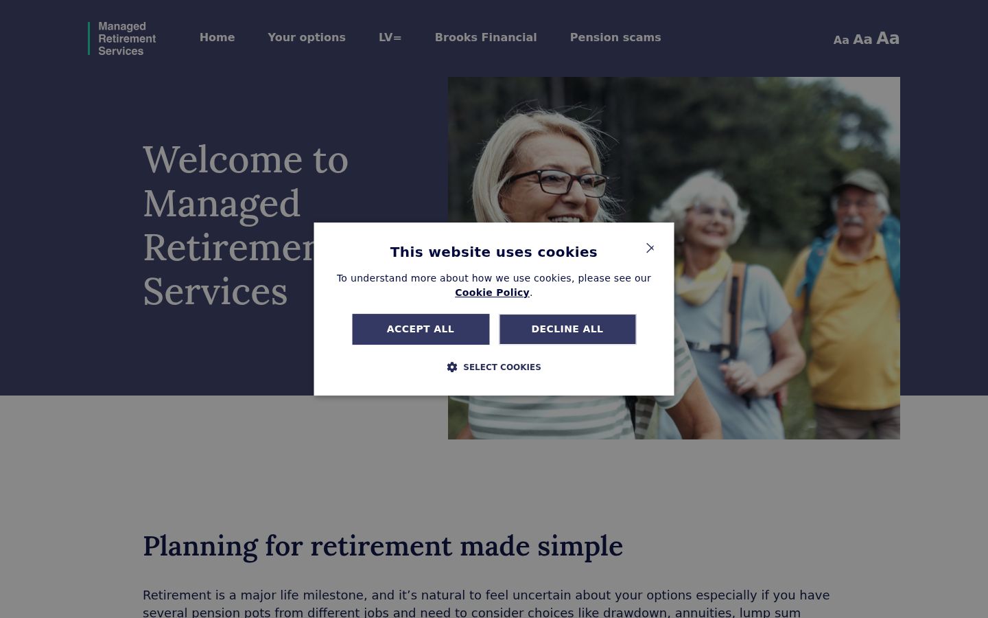 Screenshot of the consent banner shown before any interaction