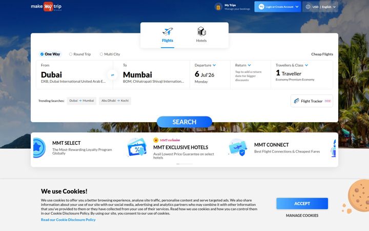 Screenshot of makemytrip.global