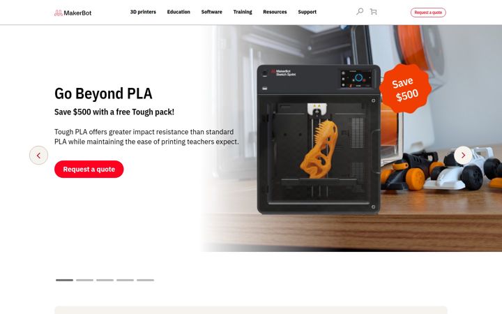 Captura de pantalla de makerbot.com