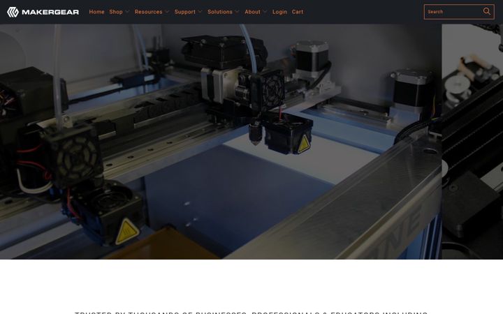 Screenshot of makergear.com