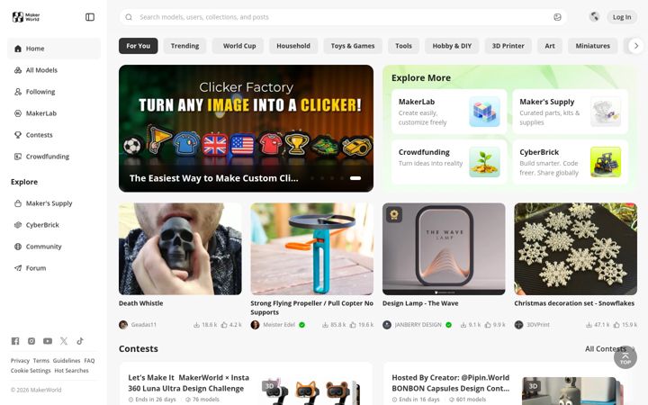 Screenshot von makerworld.com