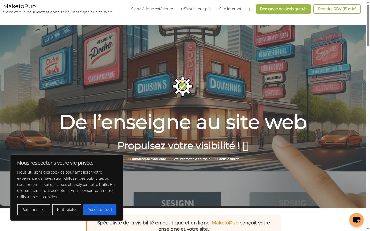 Capture d'écran de la bannière de consentement affichée avant toute interaction