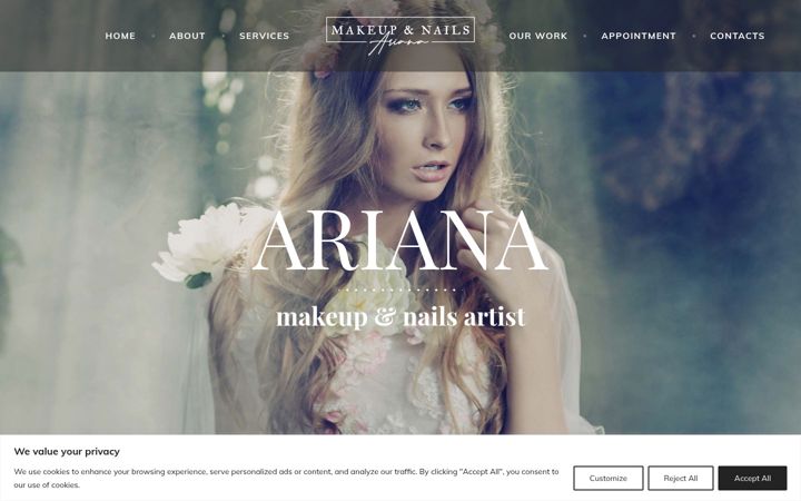 Screenshot of makeupbyariana.com