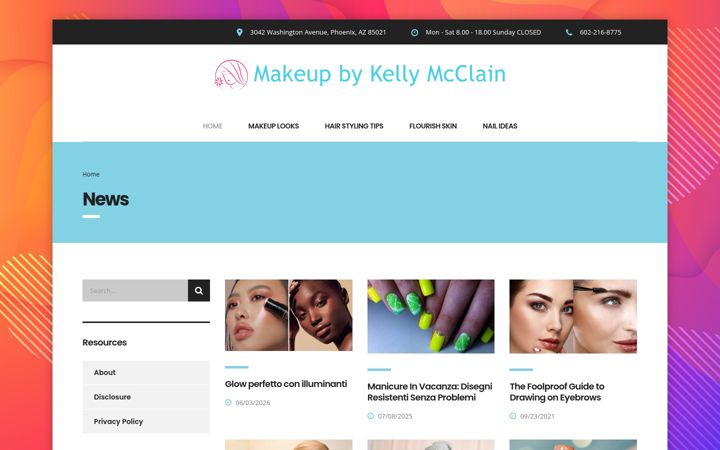 Screenshot of makeupbykellymcclain.com