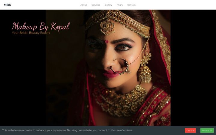 Screenshot of makeupbykopal.com