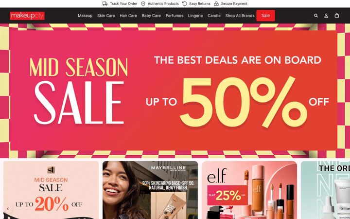 Screenshot of makeupcityshop.com