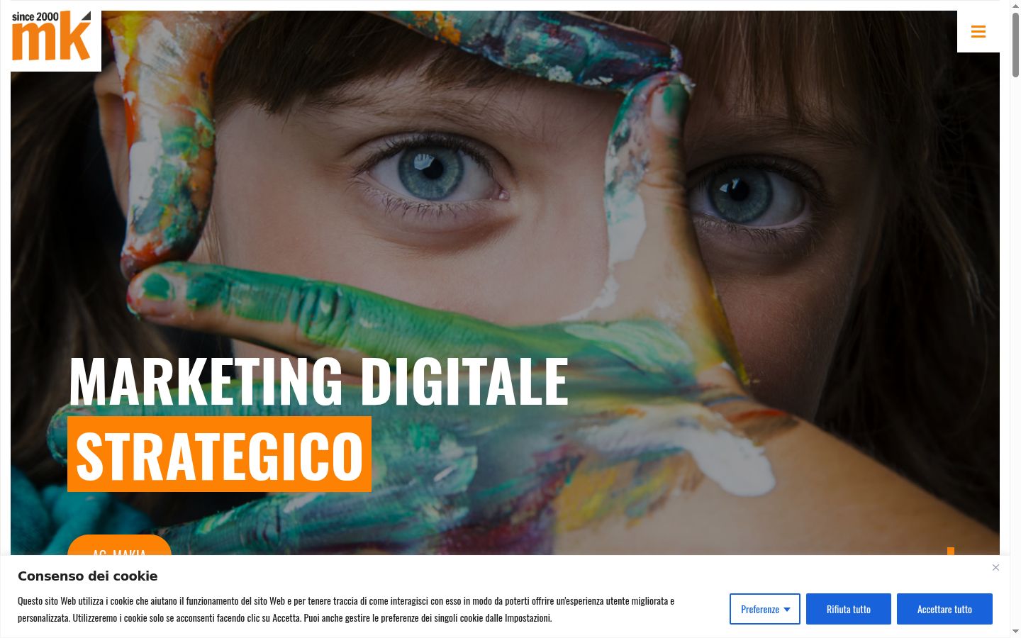 Screenshot del banner di consenso mostrato prima di qualsiasi interazione
