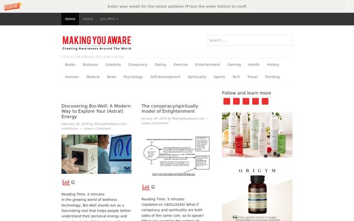 Screenshot of makingyouaware.co.uk